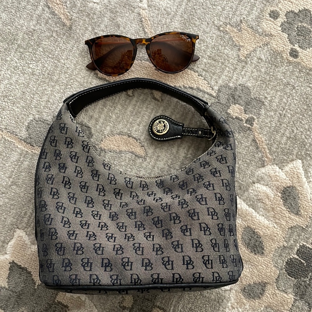 Dooney and Bourne small arm bag. Dark gray with black logo
